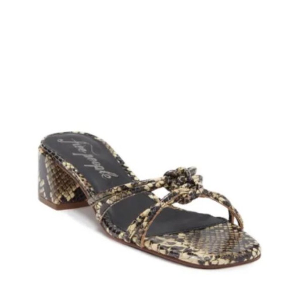 NIB Free People Petra Heel Snake Print Leather Sandal Slip On Comfort